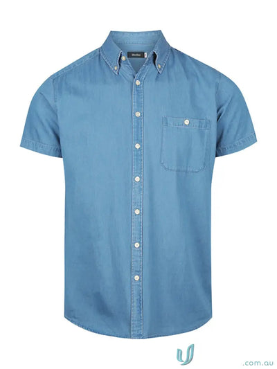 Blue short-sleeved shirt perfect for workwear or uniforms from Dylan Denim S/S Shirt