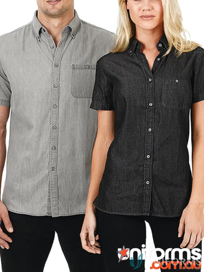 Dylan Denim S/S Shirt with two short-sleeved workwear shirts perfect for uniforms