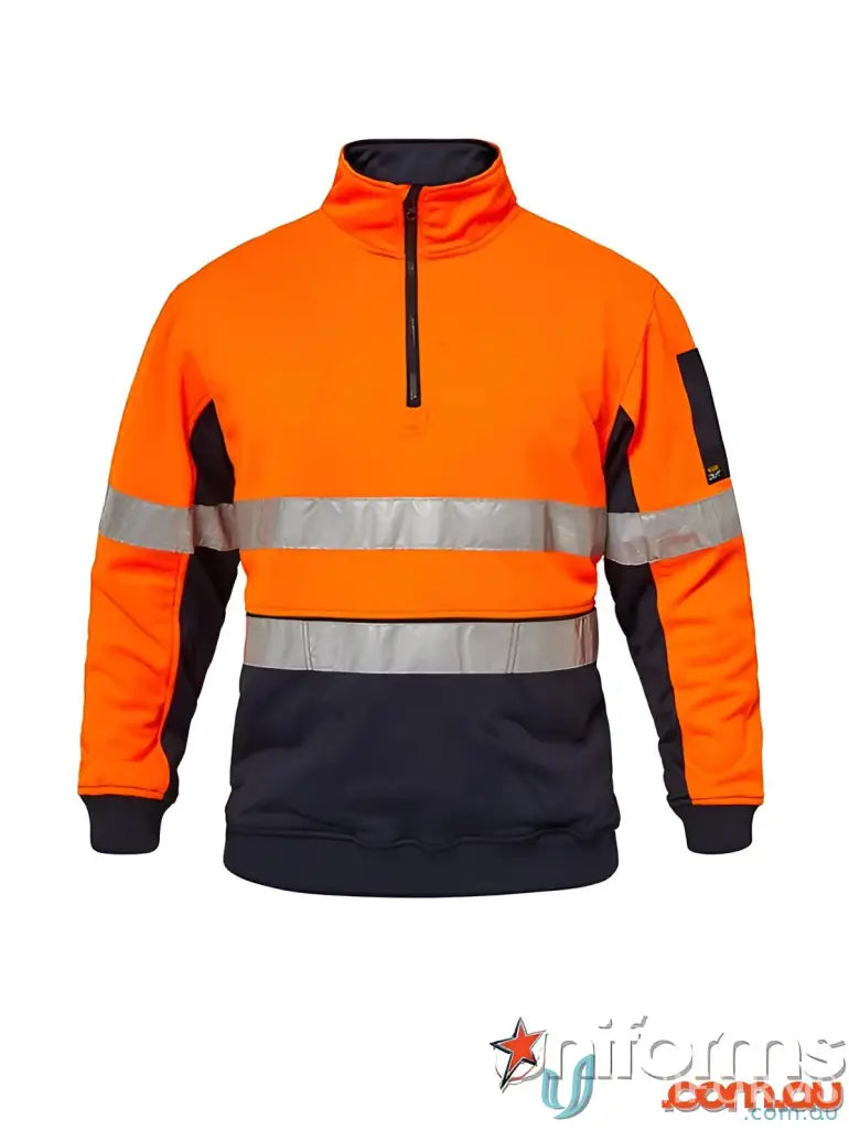 Eilbeck Cranes WT8013-OrangeNavy EILBECK Half Zip Taped Pullover front product image