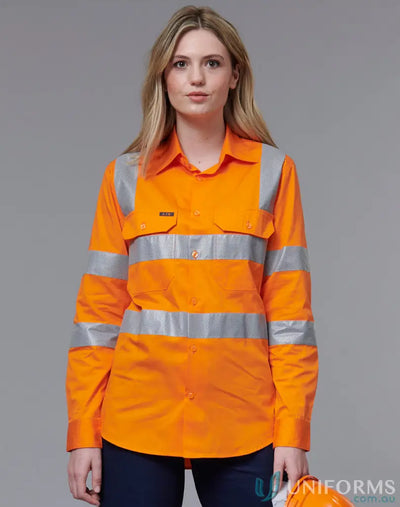 Orange Eldarin Rail Lightweight Safety Shirt with bio motion perforated reflective for staying cool