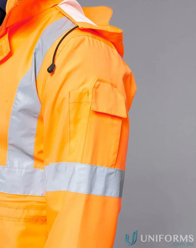 Orange high-visibility work jacket from Eldarin EMV Vic Rail HiVis Jackets with pockets