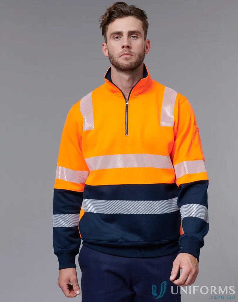 Eldarin EMB Vic Rail Jumper high-vis orange navy workwear with reflective stripes