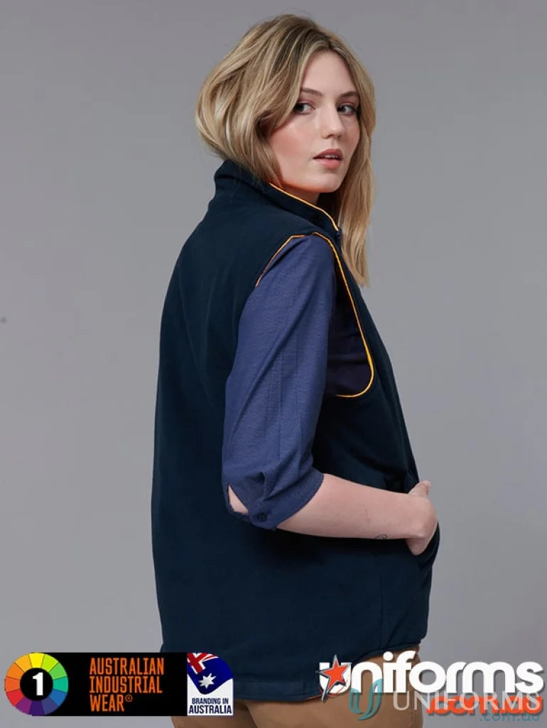 Navy blue fleece vest with reflective tape, Eldarin (EMB) Vic Rail Reversible Vest