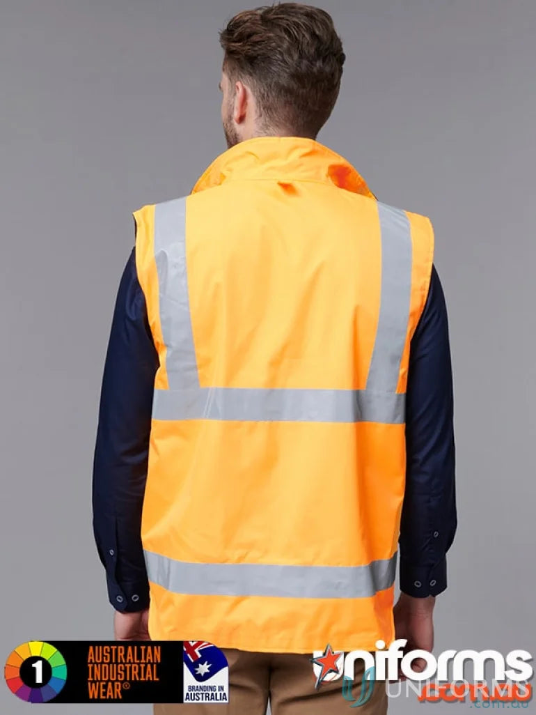 Orange reversible vest with reflective tape and polar fleece for safety