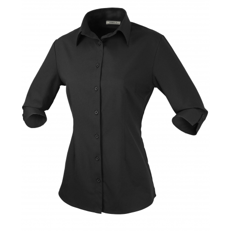 breathable shirt 2161Q Essential Ladies' 3Q Sleeve Cotton Blend Shirt in Black