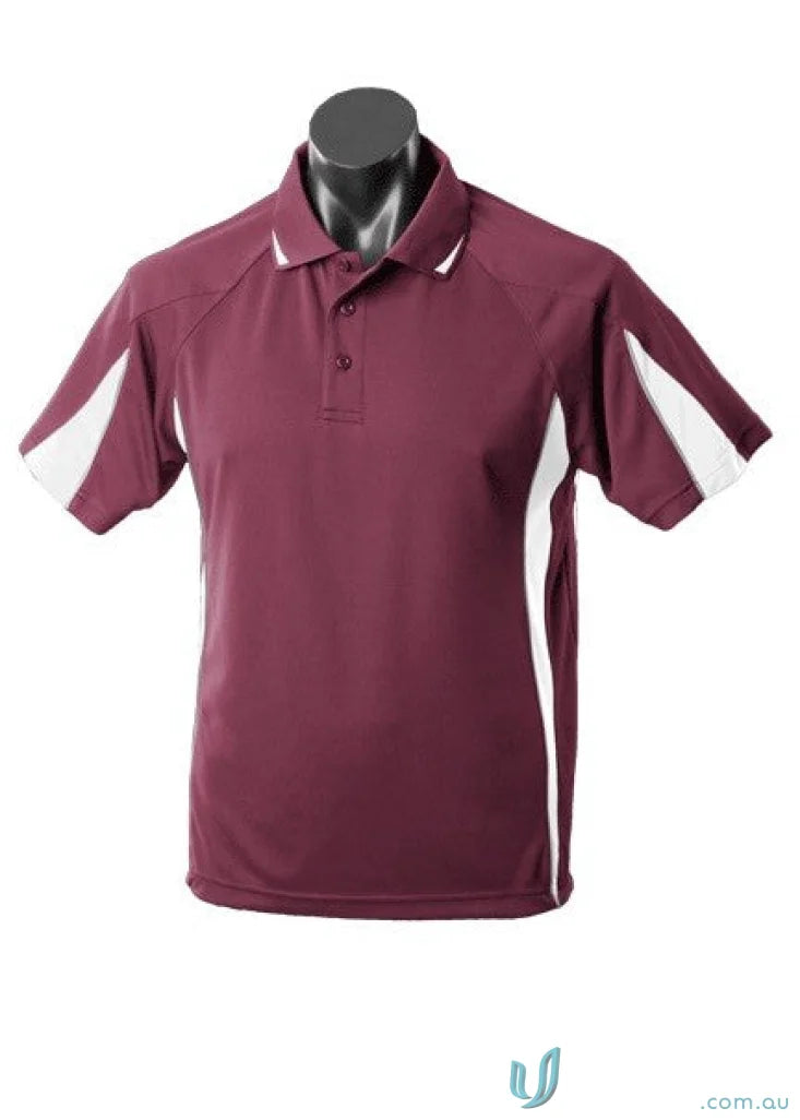 Aussie Pacific 1304 Eureka Polo in Maroon/White