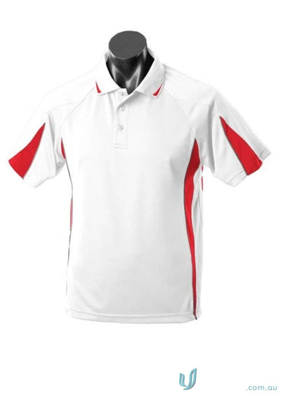 Aussie Pacific 1304 Eureka Polo in White/Red