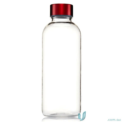 Clear Tritan water bottle with red lid, perfect for your water bottle needs