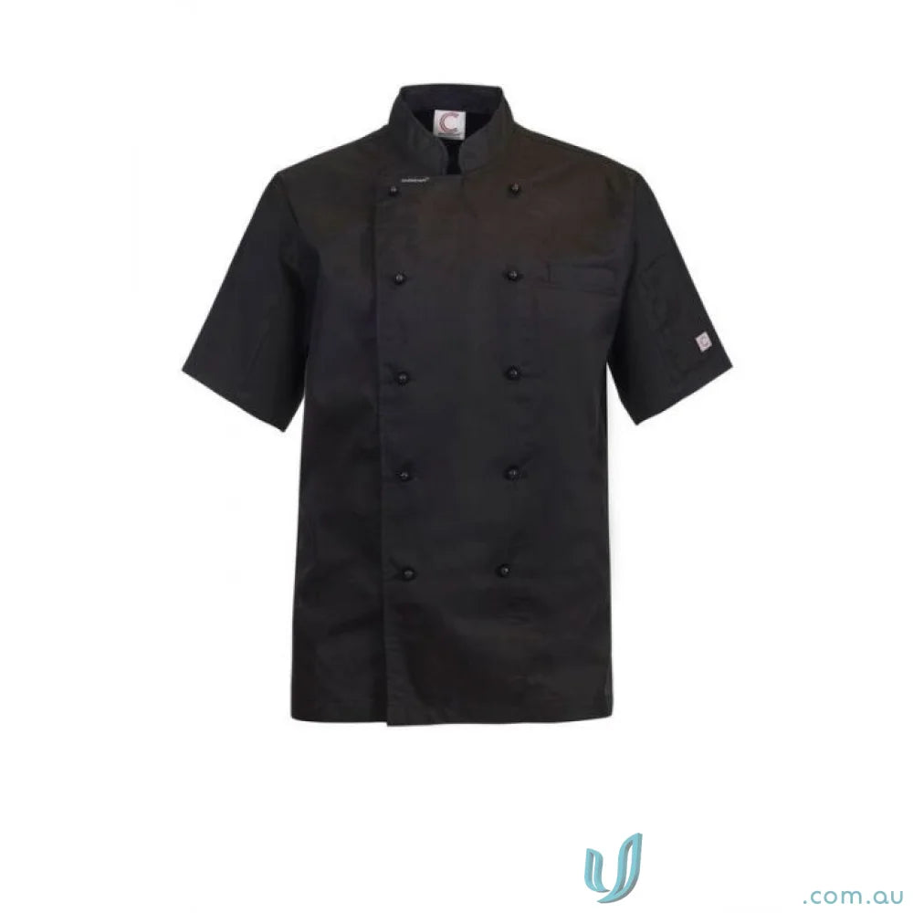 WorkCraft CJ052 Executive Chef Light SS Jacket with press studs in black