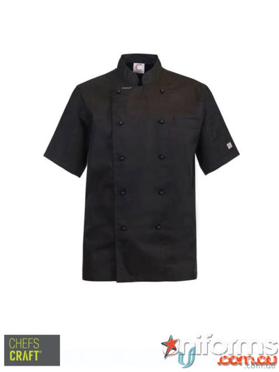 WorkCraft CJ052 Executive Chef Light SS Jacket with press studs in black