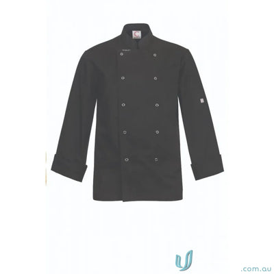 WorkCraft CJ051 Executive Chef LS Jacket With Press Studs in black front product image
