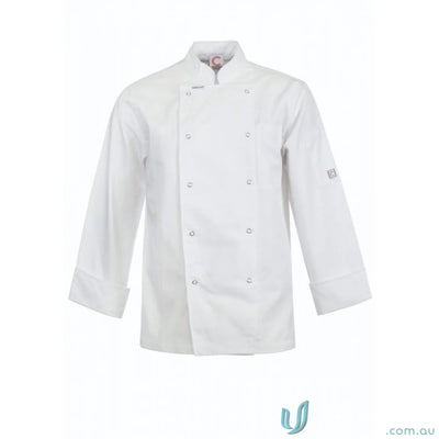 WorkCraft CJ051 Executive Chef LS Jacket With Press Studs in white