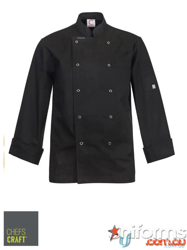 WorkCraft CJ039 Executive L/S Chef Press Stud Jacket