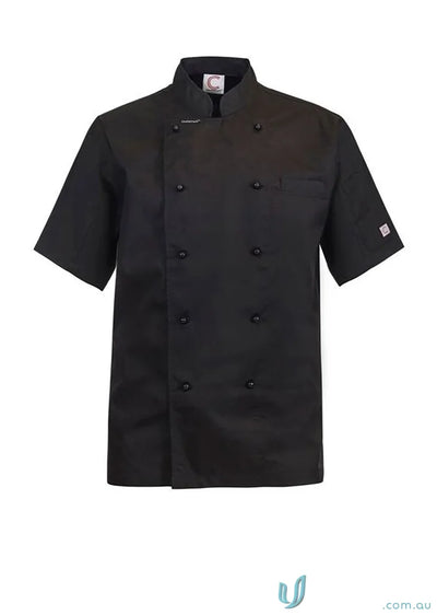 WorkCraft CJ049 Executive Lightweight SS Chef Jacket in Black front product image