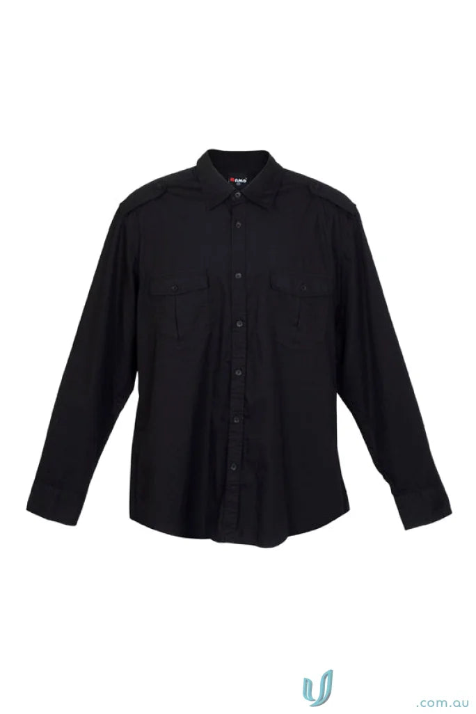 Ramo S001ML Fashion Military LS Shirt in Black