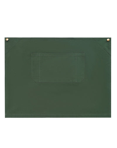 Fitzroy half waist apron with dark green canvas organizer and brass rivets
