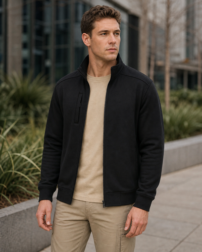 Fleece Bomber Jacket on Australian male model