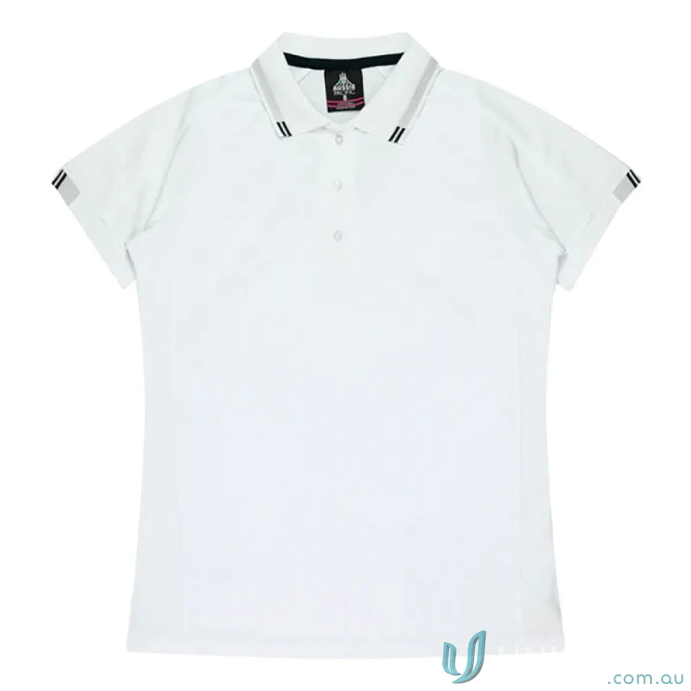 Aussie Pacific 1308 Flinders Polo in White/Black