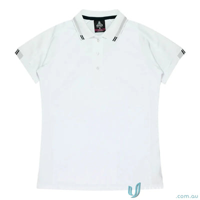 Aussie Pacific 1308 Flinders Polo in White/Black
