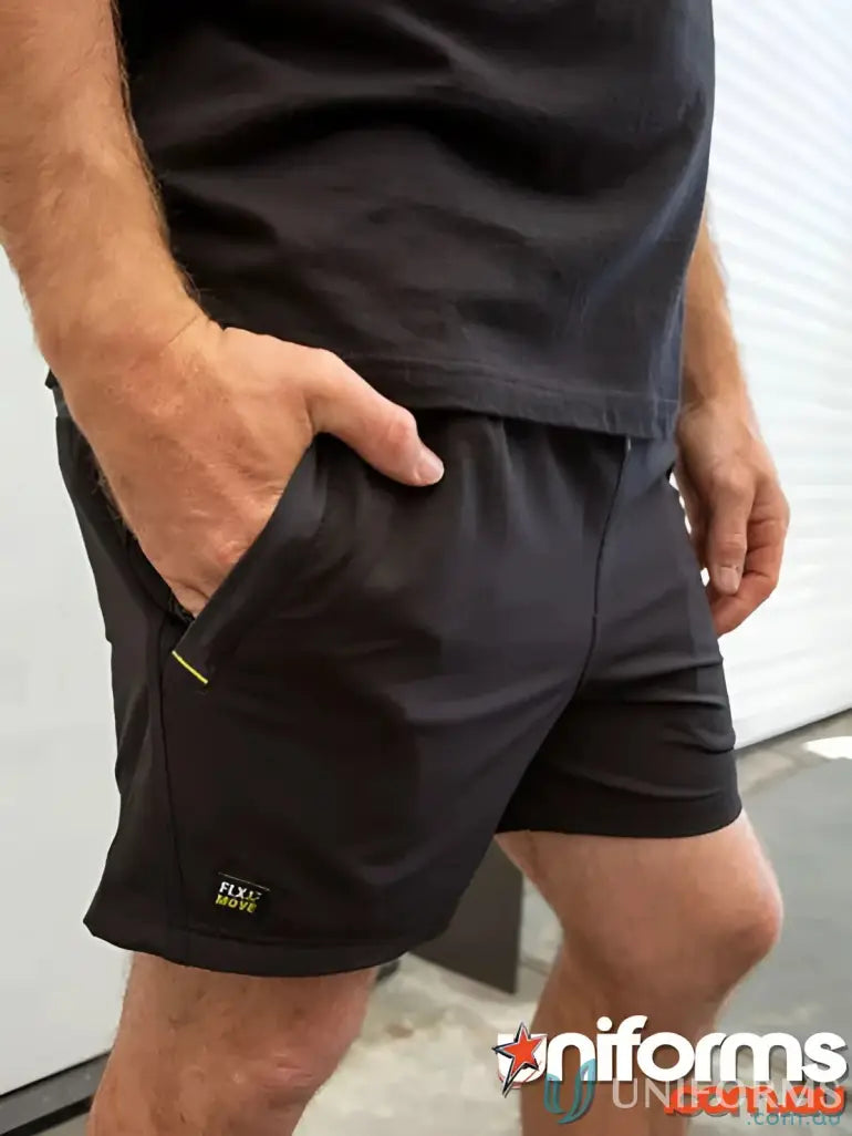 Black athletic shorts made with stretch elastic fabric and move™ 4-way stretch waist