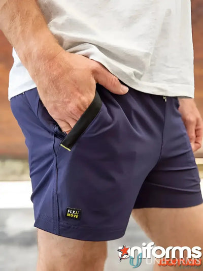 Navy blue Flx & Move™ 4-Way Stretch Elastic Waist Short with stretchy elastic fabric