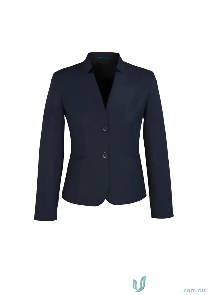 Navy blue bamboo charcoal women’s blazer with notched lapel for stylish uniforms