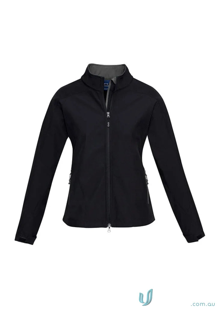Black softshell jacket from FMV (EMB) Ladies Softshell Jacket, perfect for workwear or uniforms