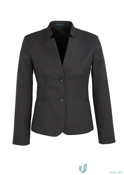 Black women’s business blazer with notched lapel, perfect fit, made from bamboo charcoal fabric