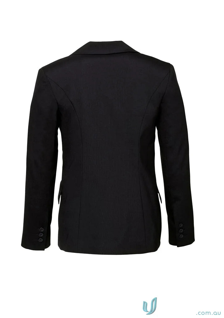 Black blazer with long sleeves from FMV NO EMB Longline Ladies Jacket, perfect work uniform