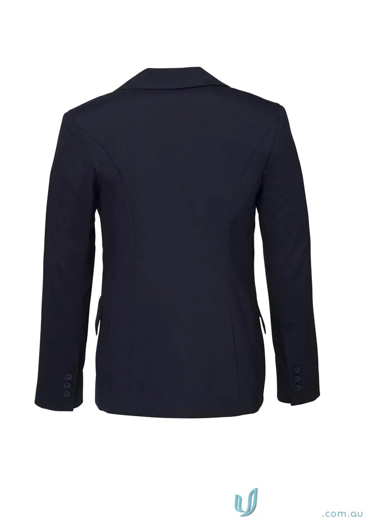 Navy blue blazer from FMV Longline Ladies Jacket, ideal for work uniform with good bust fit