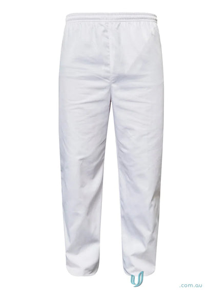 WorkCraft WP3019 Food Industry Elastic Drawstring White Pant in white