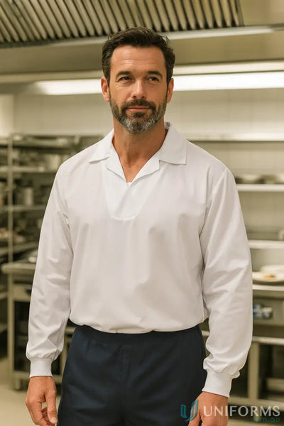WorkCraft WS3015 Food Industry Jac Shirt Modesty in White front product image