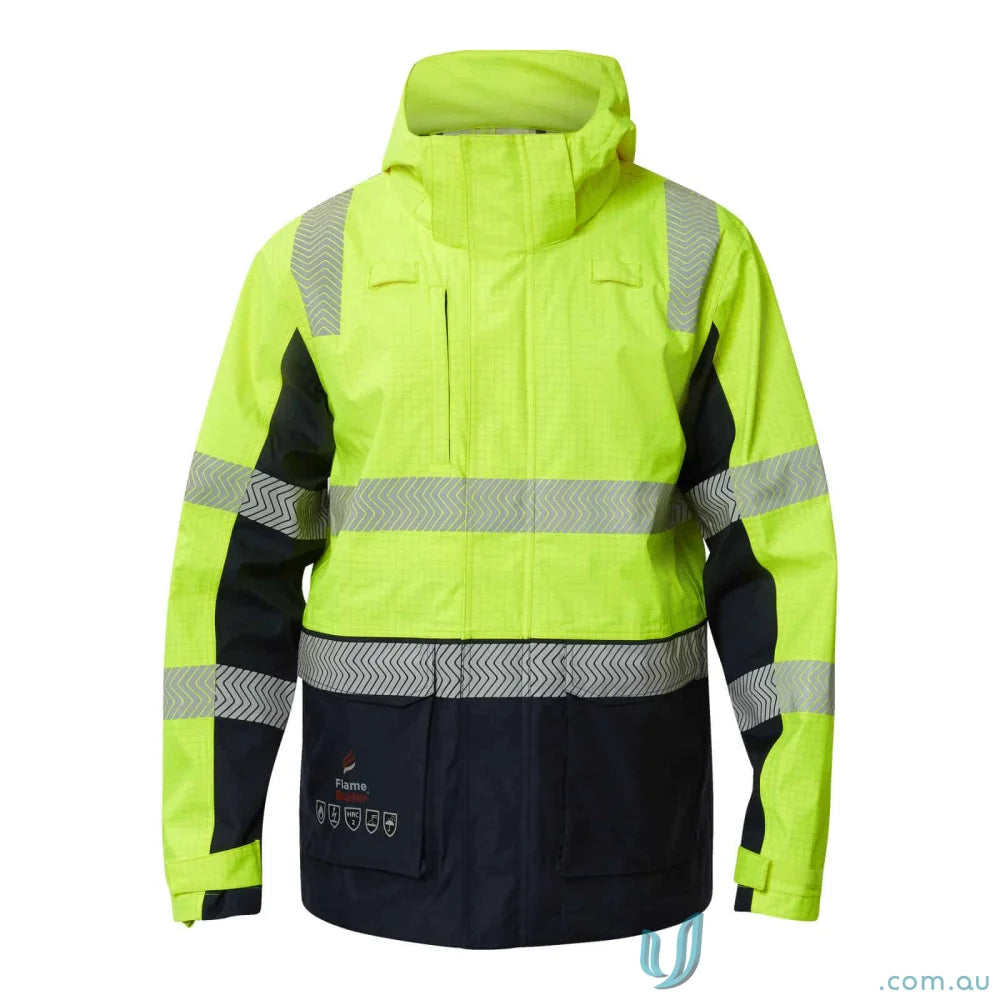 WorkCraft FJV033 FR HiVis Wet Weather Segmented Jacket front product image