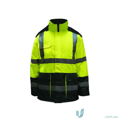 WorkCraft WFJ001 Freezer Jacket With Tape in Green/Fluoro Yellow front product image
