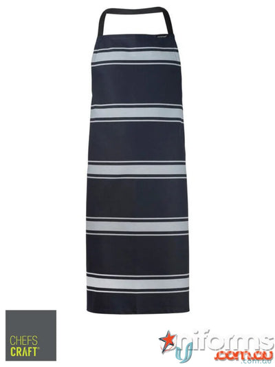 WorkCraft CA006 Full Bib Butchers Stripe Apron in Navy/White