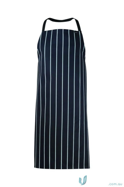 WorkCraft CA005 Full Bib Cafe Stripe Apron in Navy/White front product image