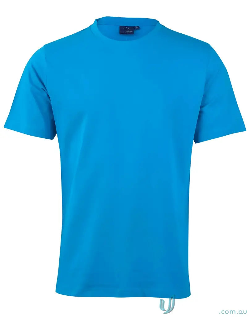 Blue short-sleeved T-shirt made from soft combed cotton, perfect for uniforms or workwear