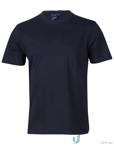 Navy blue short-sleeved T-shirt made from combed cotton for uniforms or workwear