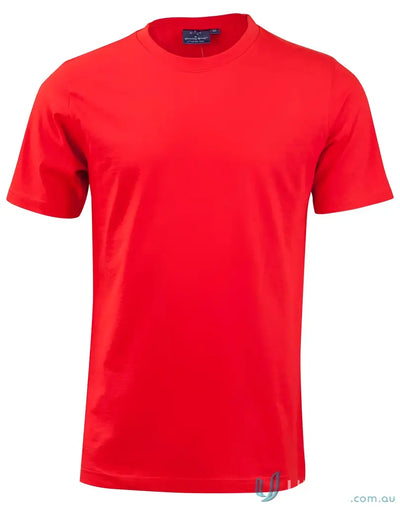 Red short-sleeved T-shirt made from comfy combed cotton, perfect for uniforms or workwear
