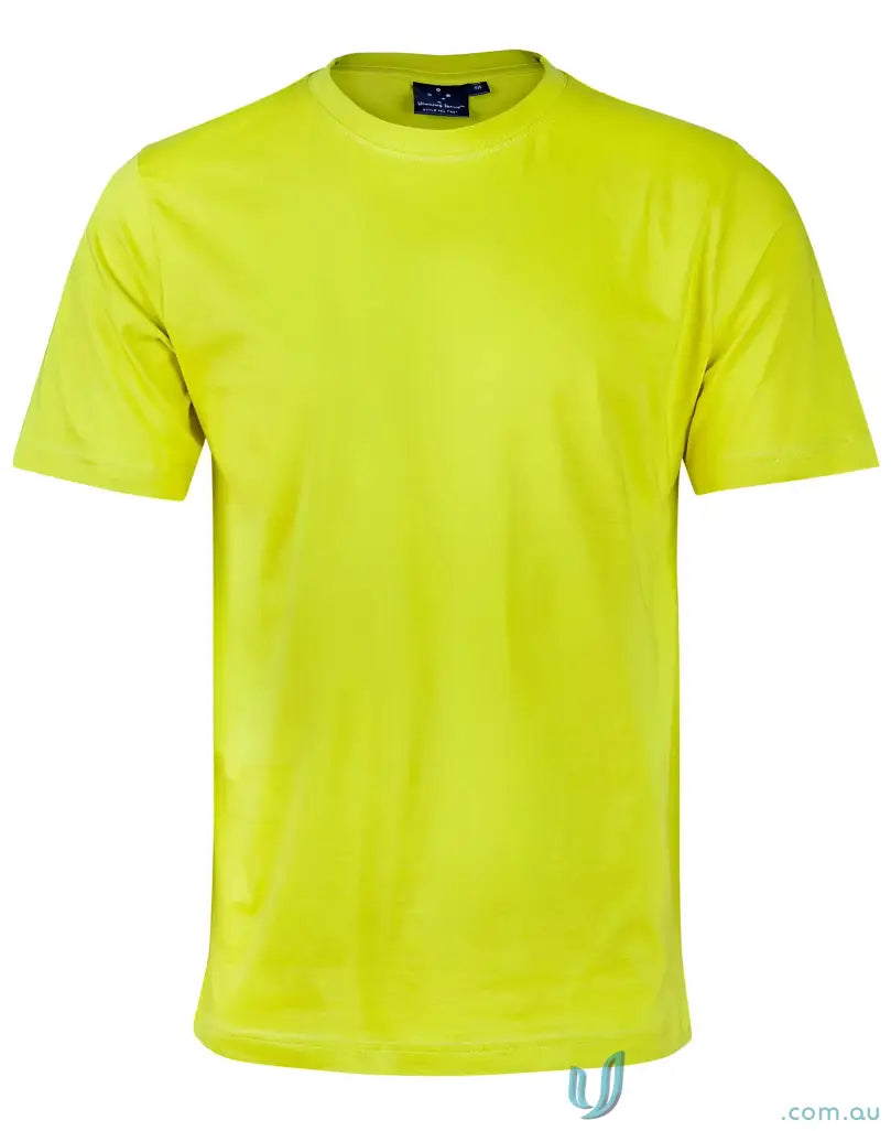 Bright yellow combed cotton semi fit tee ideal for uniforms or workwear, casual style