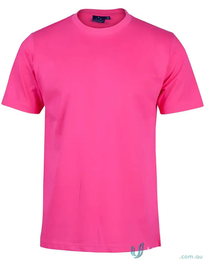 Bright pink combed cotton crew-neck t-shirt from Full Colour Print Adult Semi Fit Tee for uniforms or workwear