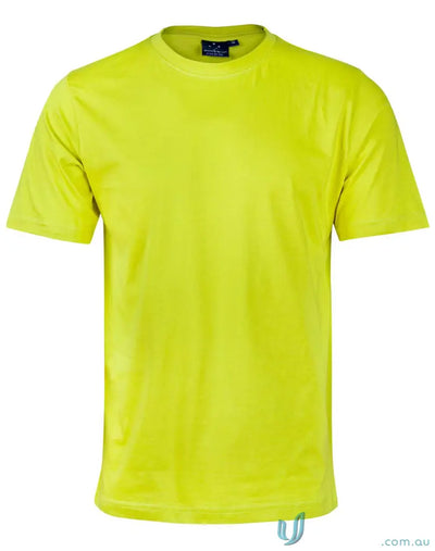 Bright yellow combed cotton kids semi fit tee perfect for uniforms or workwear