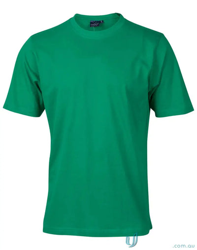 Green short-sleeved T-shirt made of combed cotton for kids workwear or uniforms