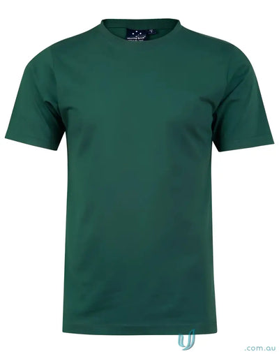 Green short-sleeved tee in combed cotton, perfect for uniforms or workwear