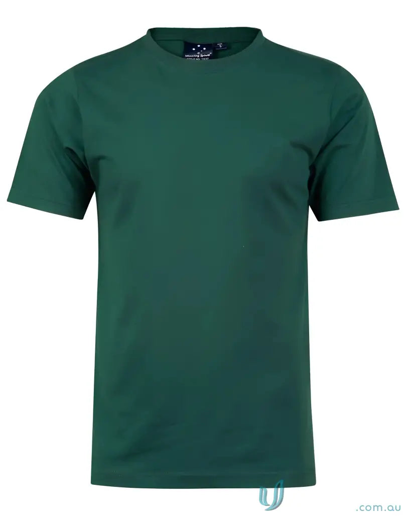 Green short-sleeved tee in combed cotton, perfect for uniforms or workwear