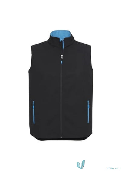 Black and blue Geneva Softshell Vest from J404M Collection Mens for Biz Collection Mens