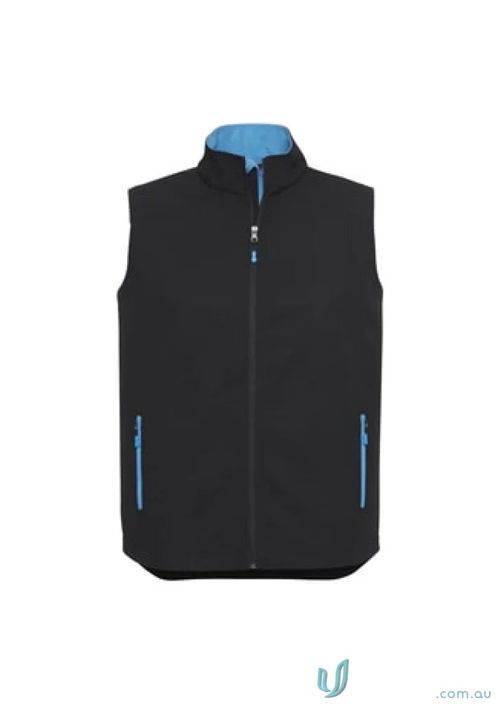 Black and blue Geneva Softshell Vest from J404M Collection Mens for Biz Collection Mens