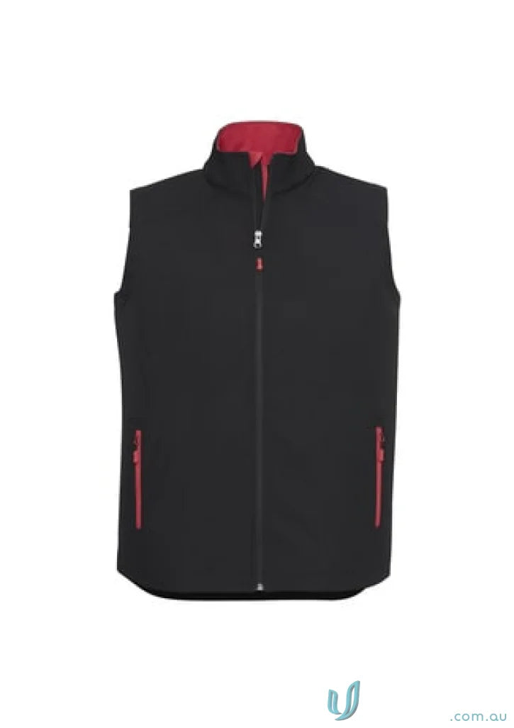 Black and red Geneva Softshell Vest from J404M Collection Mens in Biz Collection Mens