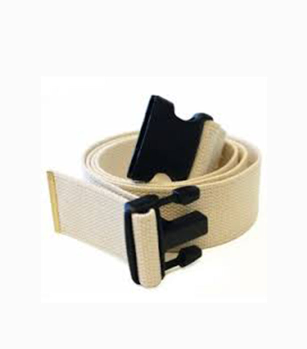 Beige 100% cotton gait belt with black buckle for workwear uniforms