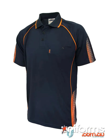 Navy and orange Galaxy Sublimated Polo shirt for stylish look and comfort